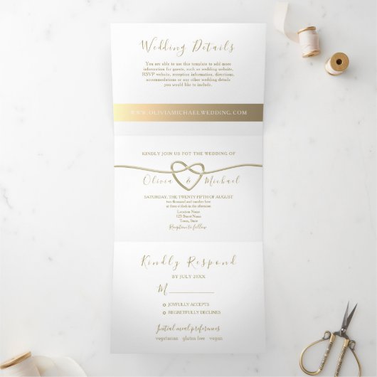 Simple Elégante Mariage Tri-Fold Invitation (Intérieur)
