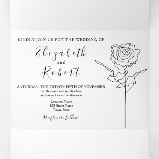 Simple Elégante Mariage Tri-Fold Invitation (Intérieur au milieu)