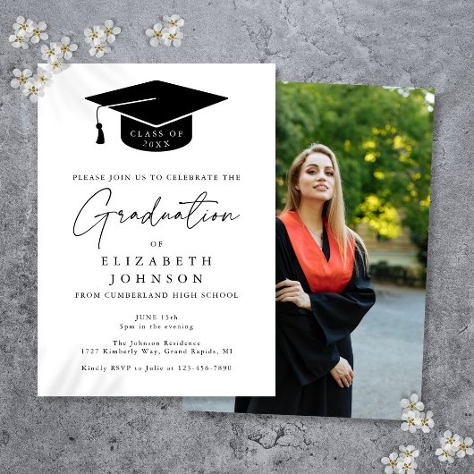 Simple élégante Photo Graduation Party Invitation