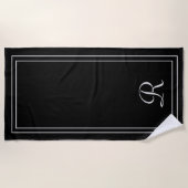 Simple élégante serviette de plage de Monogram noi (Devant)