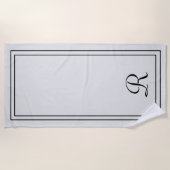 Simple élégante serviette de plage gris noir Monog (Devant)