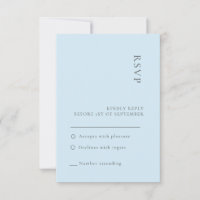 Simple élégante Soft Blue Wedding carte RSVP