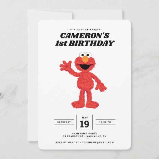 Simple Elmo 1er anniversaire Invitation (Devant)