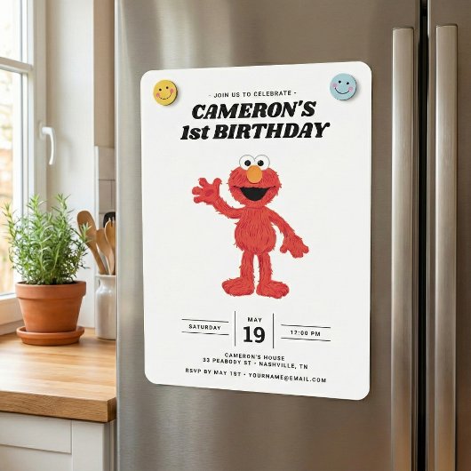 Simple Elmo 1er anniversaire Invitation