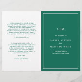 Simple Emerald Green Elegant Wedding Programme (Devant)