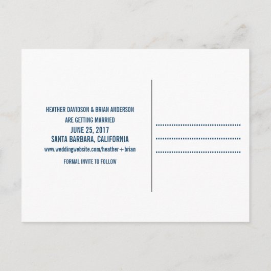 Simple Enregistrer la carte postale Date, bleu (Dos)