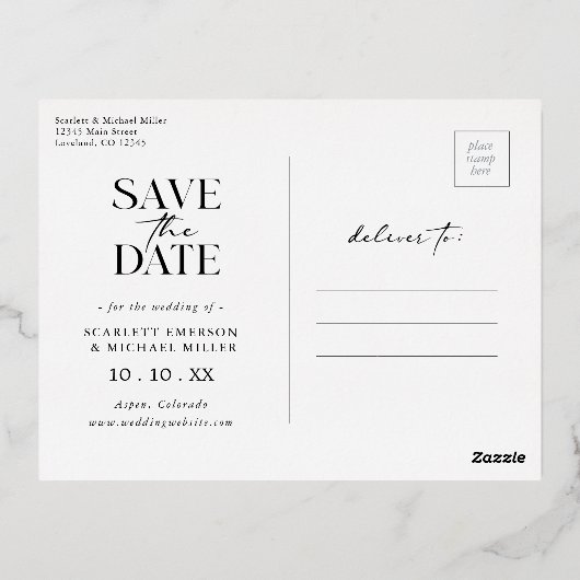 Simple Enregistrer La Carte Postale Date Foil Invi (Verso)