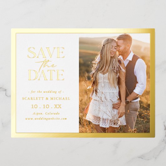 Simple Enregistrer La Carte Postale Date Foil Invi (Recto)