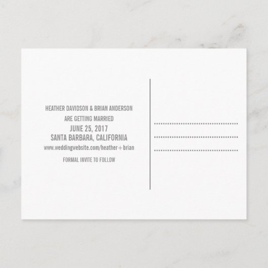 Simple Enregistrer la carte postale Date, Gris (Dos)