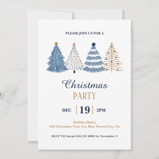 Simple Entreprise Bleu Noël Invitation (Devant)