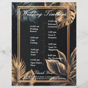 Simple esthétique Floral Black Wedding Programme S