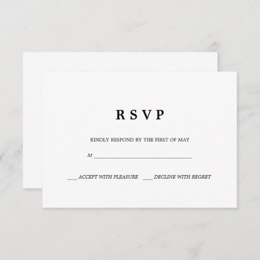 Simple et élégant | Carte RSVP de mariage classiqu (Devant / Derrière)