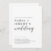 Simple et élégant Faire-part de mariage noir et bl (Devant / Derrière)