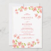 Simple et élégant Faire-part de mariage rose (Devant)