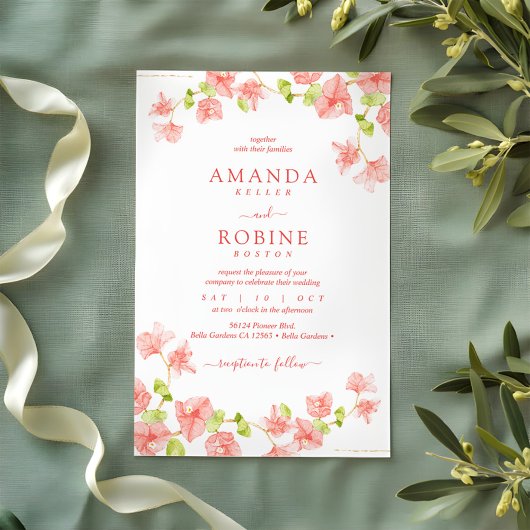 Simple et élégant Faire-part de mariage rose