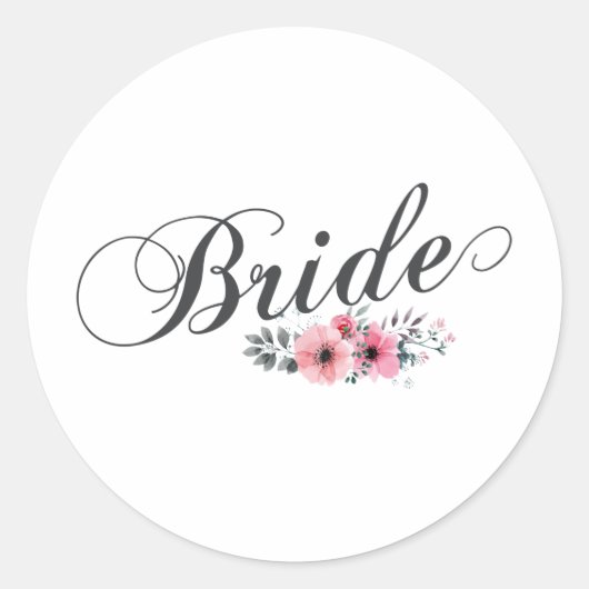 Simple et élégant mariée rose floral | Sticker (Devant)