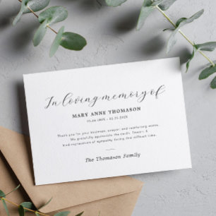 simple et élégante carte de remerciements