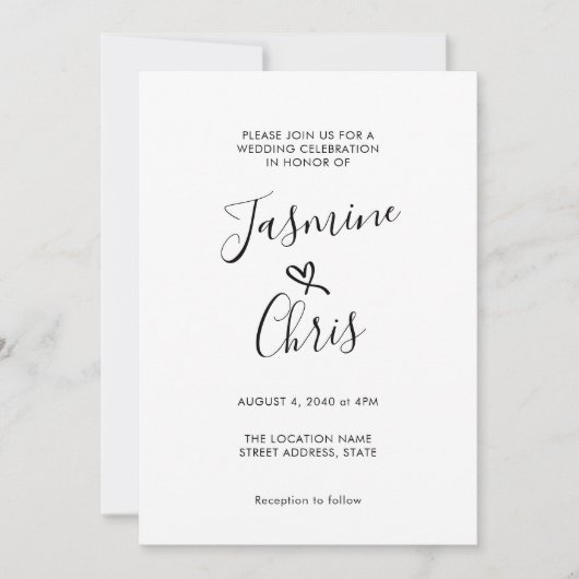 Simple Et Élégante Faire-part de mariage Classique (Devant)