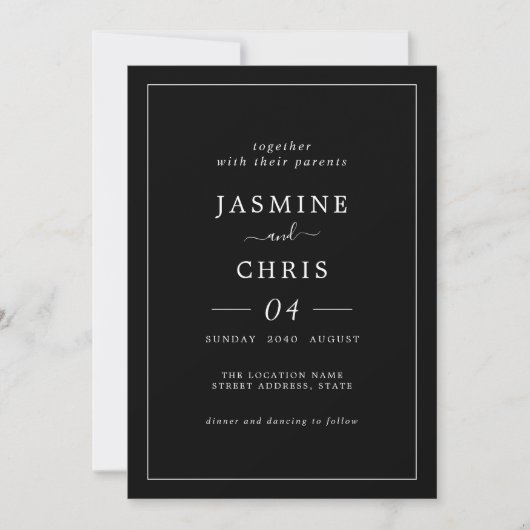 Simple Et Élégante Faire-part de mariage Classique (Devant)