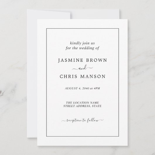 Simple Et Élégante Faire-part de mariage Classique (Devant)