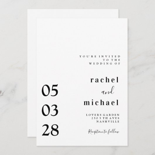 Simple et élégante invitation (Devant / Derrière)