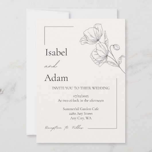 Simple et élégante invitation de mariage asiatique (Devant)