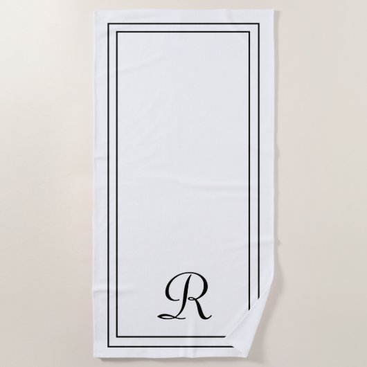 Simple et élégante serviette de plage de Monogram  (Devant)