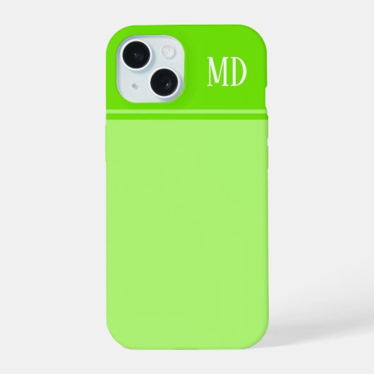 Simple et joli monogramme rayé vert citron (Verso)