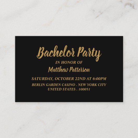 Simple et moderne, Bachelor Party Ticket Invitatio (Devant)