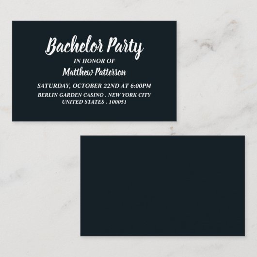 Simple et moderne, Bachelor Party Ticket Invitatio (Devant / Derrière)