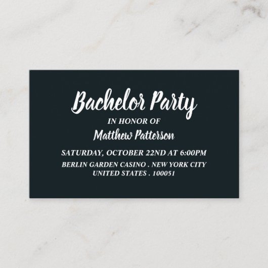 Simple et moderne, Bachelor Party Ticket Invitatio (Devant)