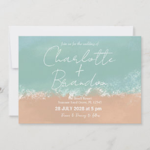Simple été Plage de bord de mer Mariage Invitation