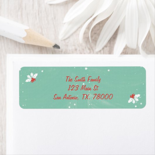 Simple Étiquette d'Adresse de Retour de Noël Vert  (En situation)
