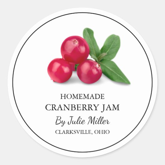 Simple Étiquette de confiture de canneberge fait m (Devant)