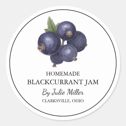 Simple Étiquette de confiture de cassis fait maiso (Devant)