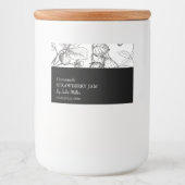 Simple Étiquette de confiture de fraises noir et b (Devant)