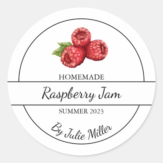 Simple Étiquette de confiture de framboise maison (Devant)