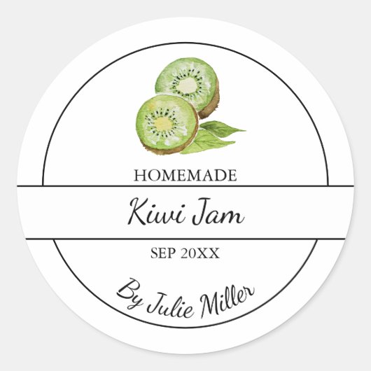 Simple Étiquette de confiture de Kiwi fait maison (Devant)