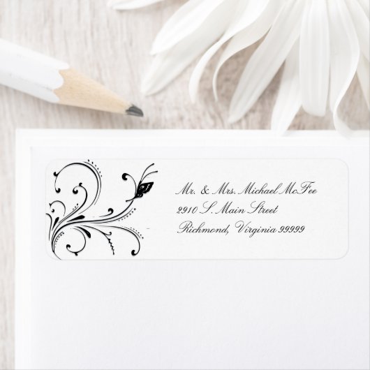 Simple Étiquette de défilement de papillon noir bl (En situation)