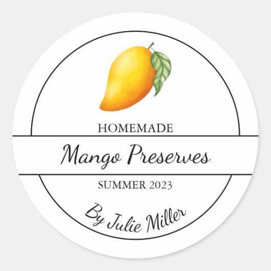 Simple Étiquette de Mango Conserve Maison (Devant)