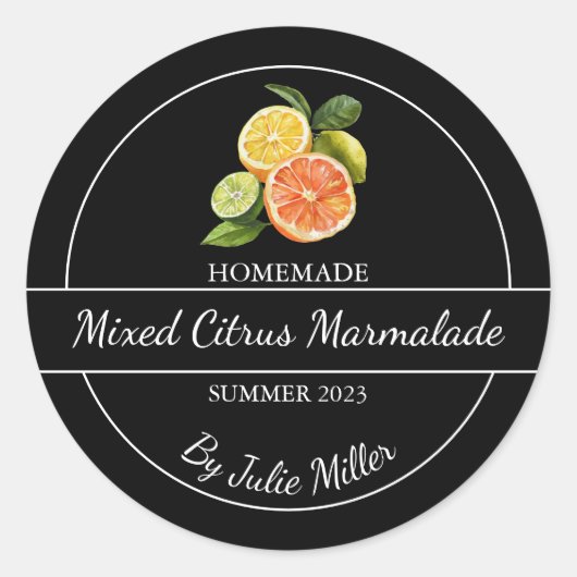 Simple Étiquette de marmelade d'agrumes maison (Devant)
