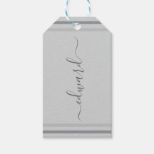 Simple Étiquette de Nom Personnalisé Gris