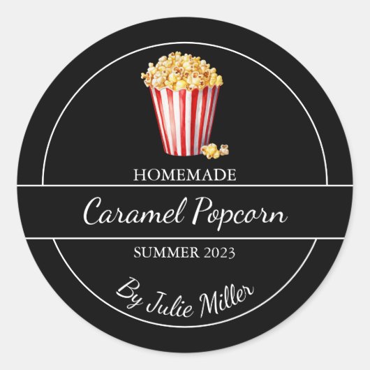 Simple Étiquette de pop-corn fait maison | Noir (Devant)