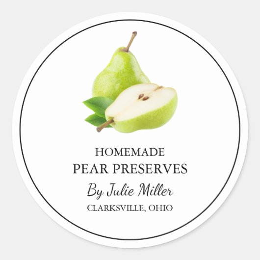 Simple Étiquette de réserve de poires fait maison (Devant)
