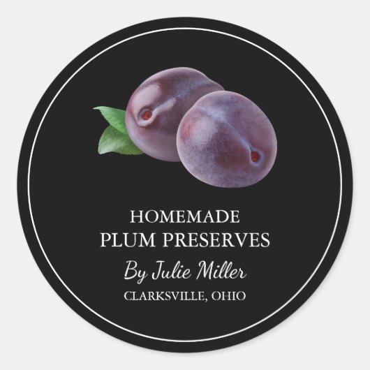 Simple Étiquette de réserves de prune maison (Devant)