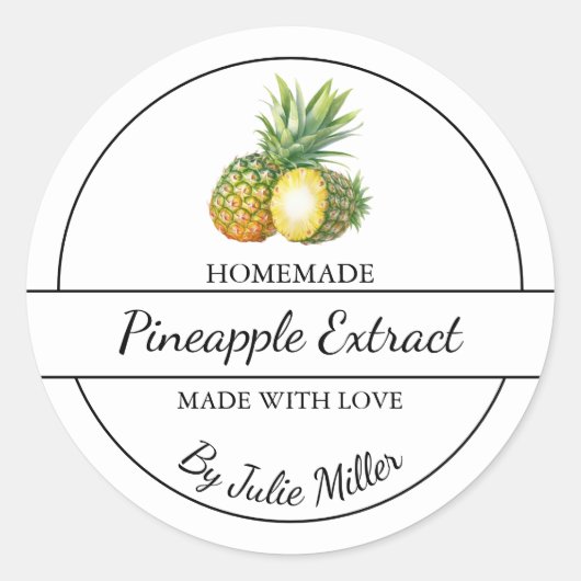 Simple Étiquette d'extraction d'ananas fait maison (Devant)
