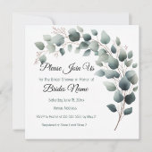 Simple Eucalyptus Bridal Shower Invitation (Devant)