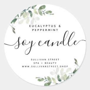 Simple Eucalyptus Étiquette à bougie soja vert