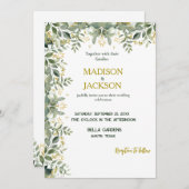 Simple Eucalyptus Gold Faire-part de mariage de ve (Devant / Derrière)