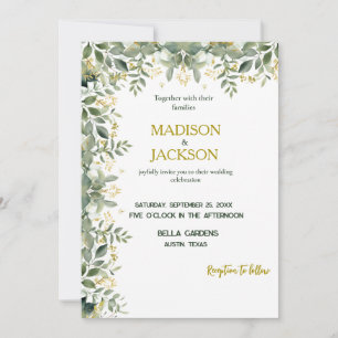 Simple Eucalyptus Gold Faire-part de mariage de ve